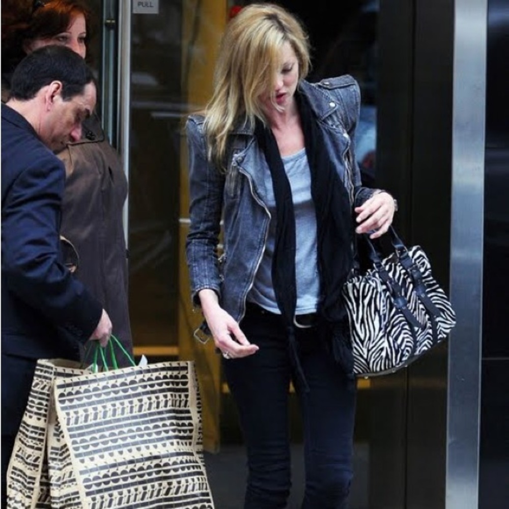 Balmain Paris moto biker denim jean jacket grey gray XS Kate Moss Kim Kardashian - Picture 3 of 12